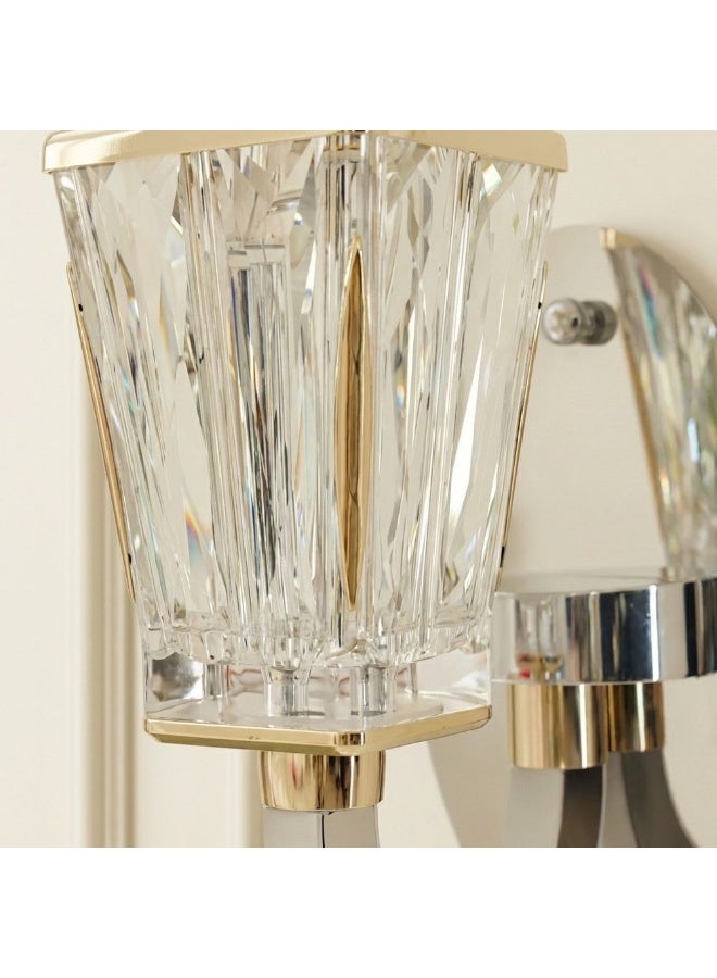 DANUBE HOME مصباح حائط كريستالي حديث LED من كازابلانكا 3 ألوان قابل للتعتيم إضاءة داخلية معاصرة مصابيح حائط مثبتة على الحائط فوانيس مدمجة بتصميم حديث إضاءة داخلية L27xW27xH25cm-كروم - Image 3