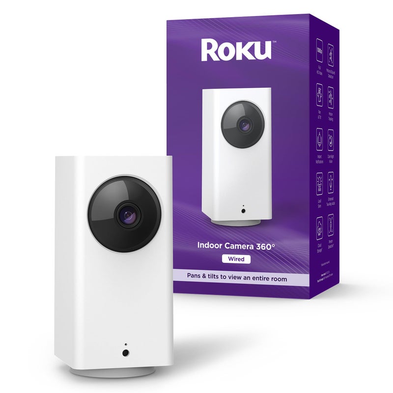 Roku Indoor Camera 360Â° for Home Security - Security Camera with 1080p HD Color Night Vision, Works with Alexa & Google, Motion Detection & Tracking - Pan & Tilt - 90-Day Subscription Included - Image 1