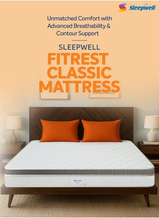 Sleepwell Fitrest Classic Mattress | Acuprofile Technology | Resitec (HR) Foam | Orthopedic Mattress | Neem Fresche Technology | King Size (200L x 180W x 20H cm) - pzsku/Z41C4F80F9368899D5209Z/45/1749893734/bd397052-2608-4f36-be72-7eec0c6d8d0d