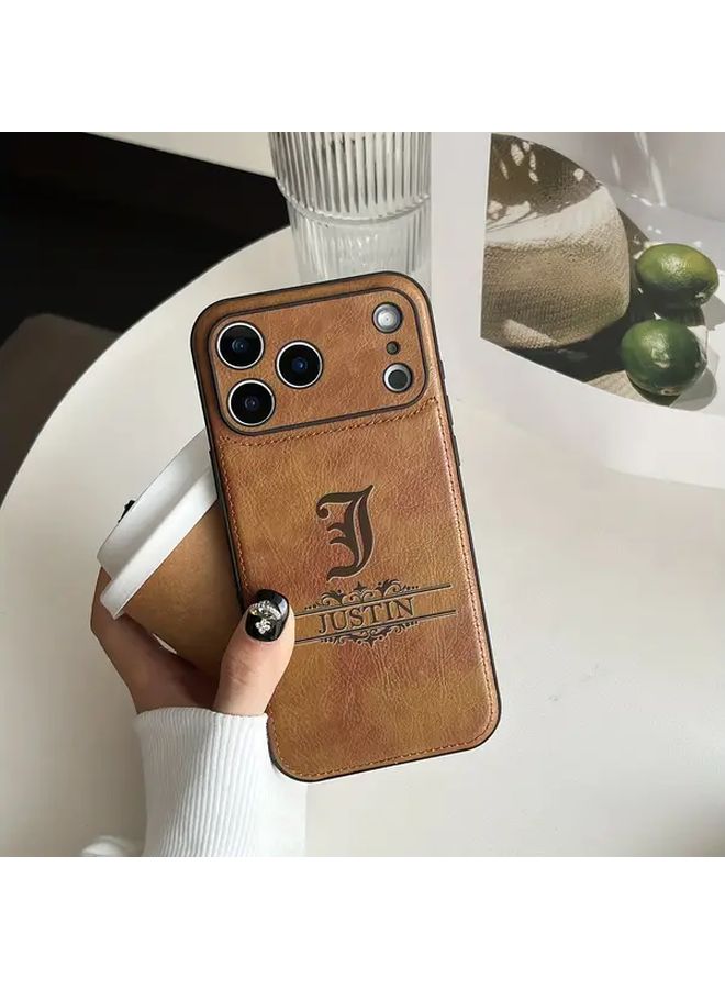Custom Name Initial Laser Engraved Blue Phone Case For iPhone 14 Pro - Image 4
