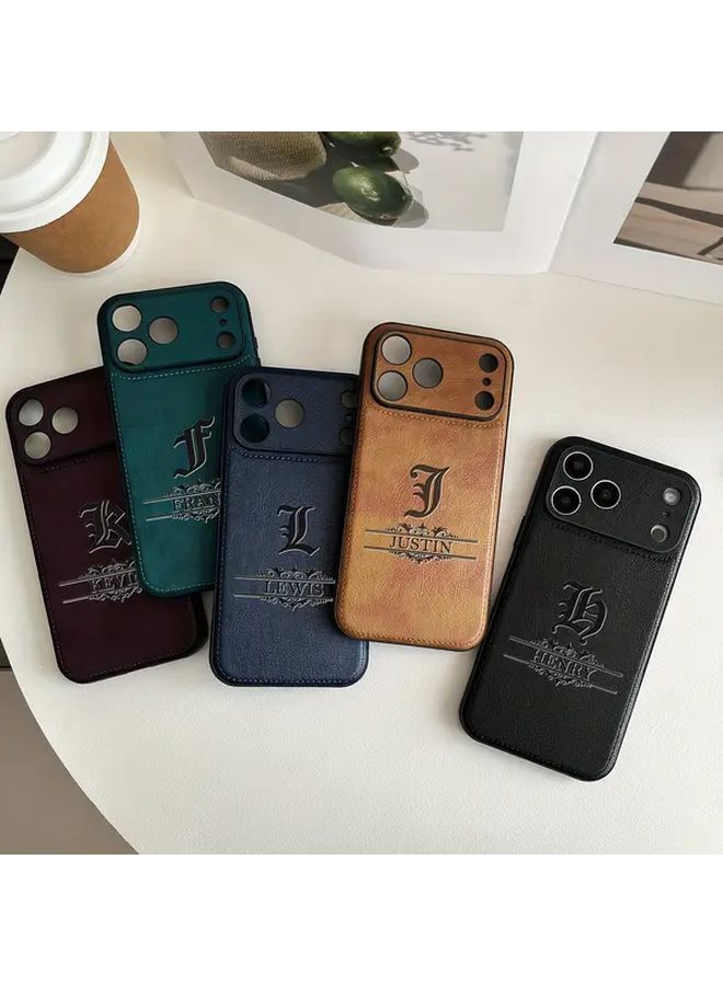 Custom Name Initial Laser Engraved Blue Phone Case For iPhone 14 Pro - Image 3