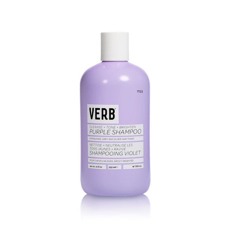 VERB Purple Shampoo  Vegan Toning Shampoo for Blonde Grey and Silver Hair  Free of Harmful Sulfates and Paraben  Purple Color Corrector to Reduce Yellow Brassy Tones 12 fl oz