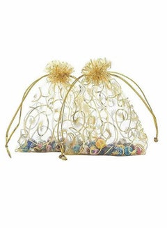 SYOSI Organza Bag, Drawstring Pocket, 100 PCS Wedding Favors Small Gift Bags, Gold Organza Bags for Party Favor Bags Business Candy Bags Mesh Bag Packaging Bag (Gold, 3.9 Inch x 4.7 Inch)  - Image 3