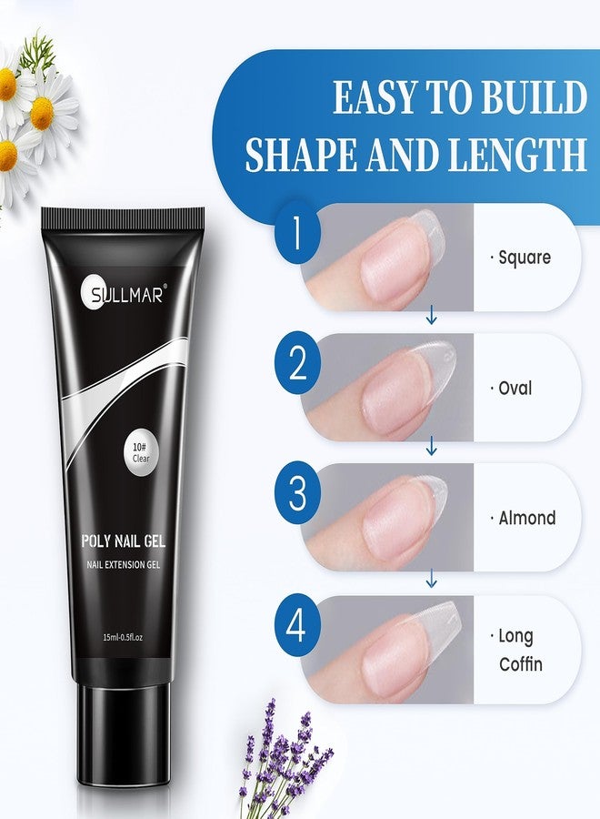 SULLMAR Clear Poly Nail Gel Kit-60ml/2fl.oz,All-in-one Set Nail Extension Gel Kit with Slip Solution Dual Form Brush and Glass Cup,Nail Art Design for Beginners - Image 4