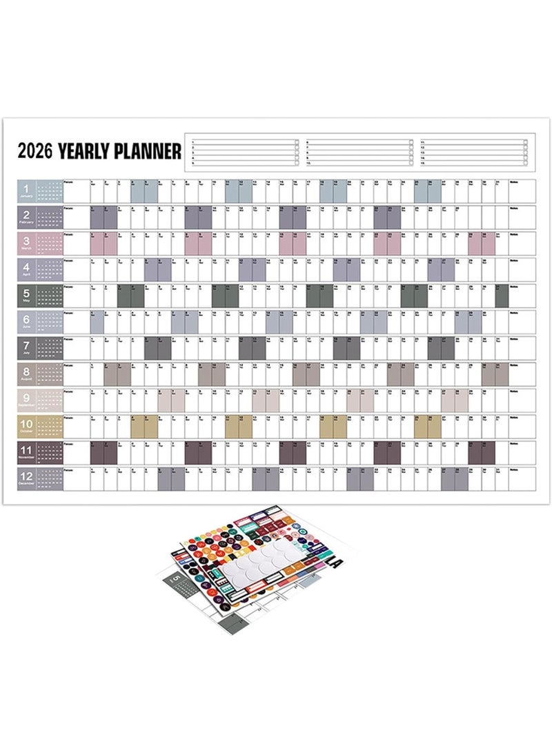 SYOSI تقويم حائط سنوي، مجموعة تنظيم مكتبي وحائطي مكونة من 10 قطع بتصميم عملي، مخطط منزلي مدرسي بسيط، جدول شهري وأسبوعي، مثالي للطلاب والمعلمين والعائلة، أبيض - Image 2