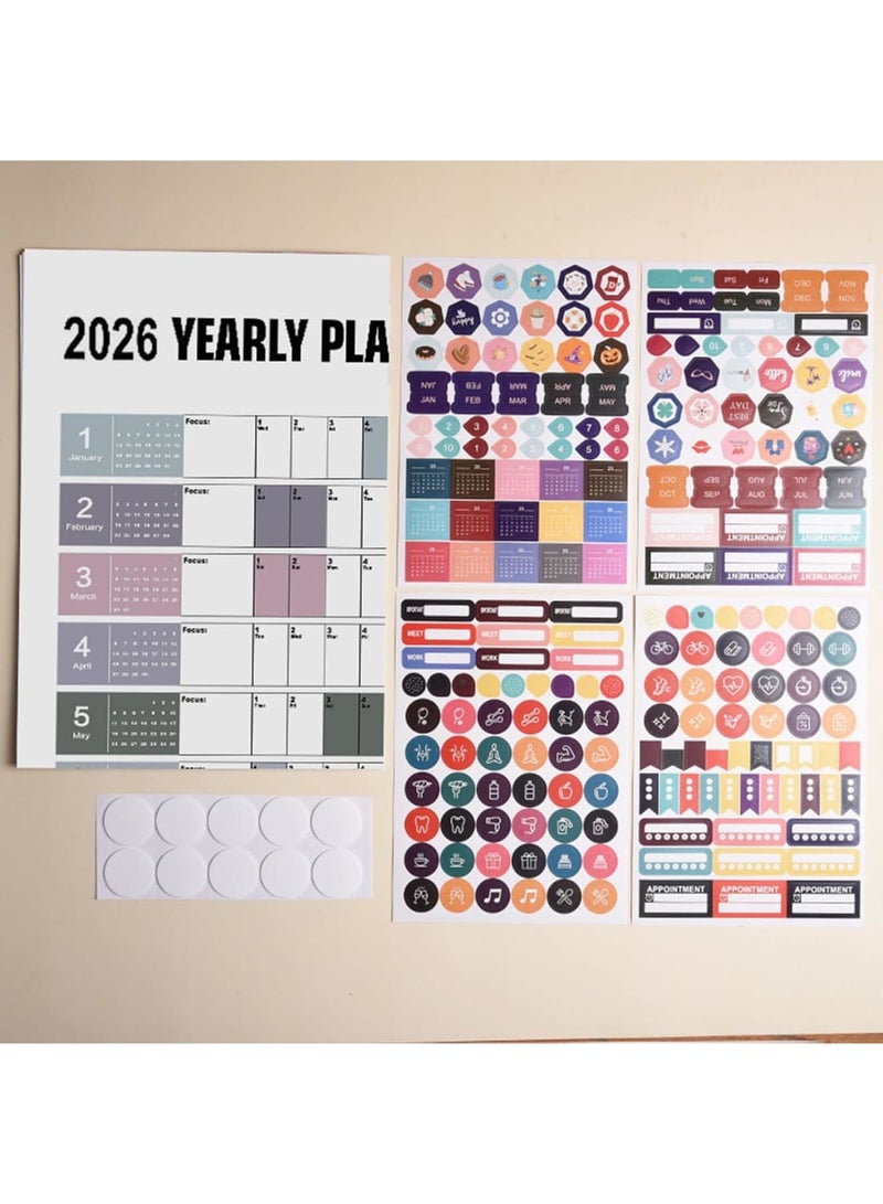 SYOSI تقويم حائط سنوي، مجموعة تنظيم مكتبي وحائطي مكونة من 10 قطع بتصميم عملي، مخطط منزلي مدرسي بسيط، جدول شهري وأسبوعي، مثالي للطلاب والمعلمين والعائلة، أبيض - Image 4