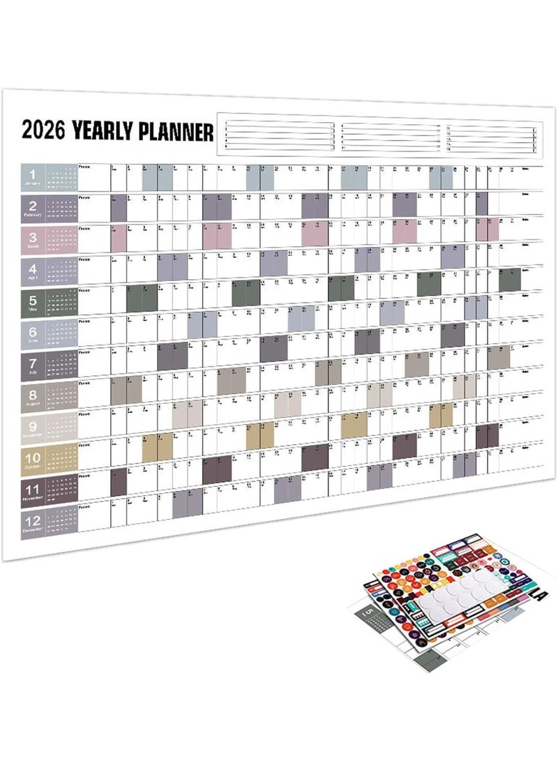 SYOSI تقويم حائط سنوي، مجموعة تنظيم مكتبي وحائطي مكونة من 10 قطع بتصميم عملي، مخطط منزلي مدرسي بسيط، جدول شهري وأسبوعي، مثالي للطلاب والمعلمين والعائلة، أبيض - Image 1