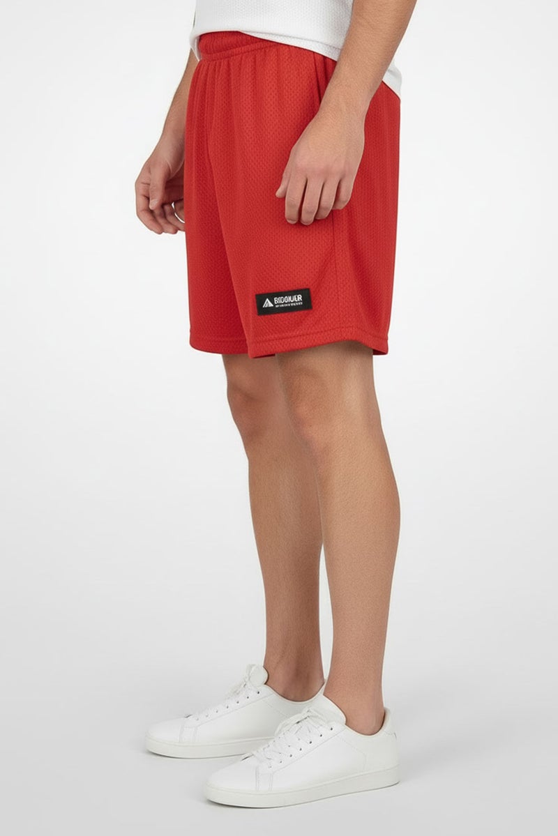 Adidas شورتات كرة السلة الرياضية للرجال بطول 9 إنش، أحمر - Image 3