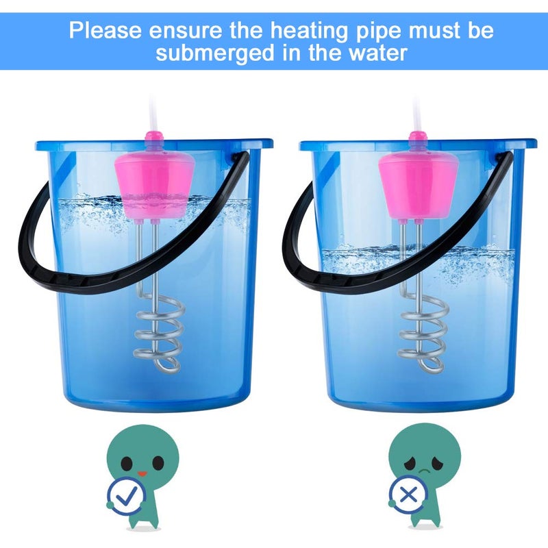 klarako Resistance Water Heater, Immersion Heater 2000 W with Digital Thermometer Automatic Shut-Off Floating Electric Immersion Heater Made of Stainless Steel for Bathtub, Bucket, Pool (2 m) - Image 3