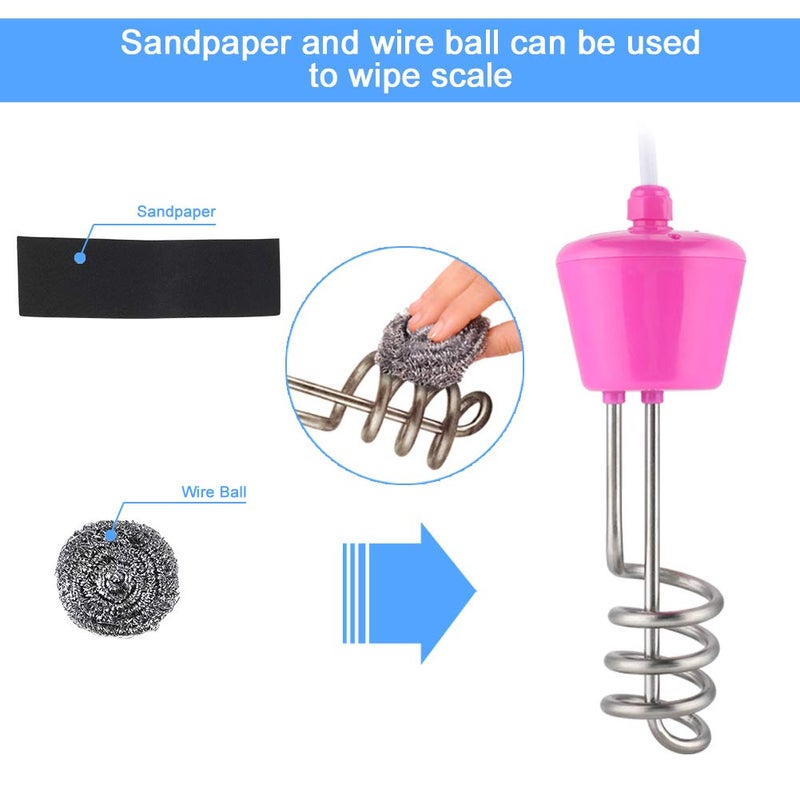 klarako Resistance Water Heater, Immersion Heater 2000 W with Digital Thermometer Automatic Shut-Off Floating Electric Immersion Heater Made of Stainless Steel for Bathtub, Bucket, Pool (2 m) - Image 2