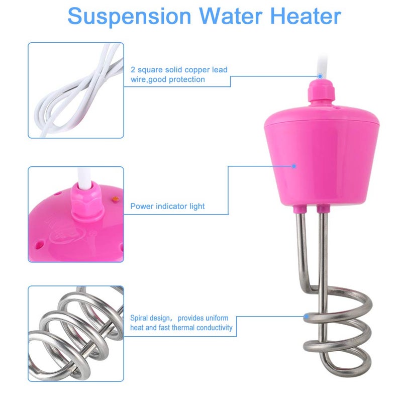 klarako Resistance Water Heater, Immersion Heater 2000 W with Digital Thermometer Automatic Shut-Off Floating Electric Immersion Heater Made of Stainless Steel for Bathtub, Bucket, Pool (2 m) - Image 5