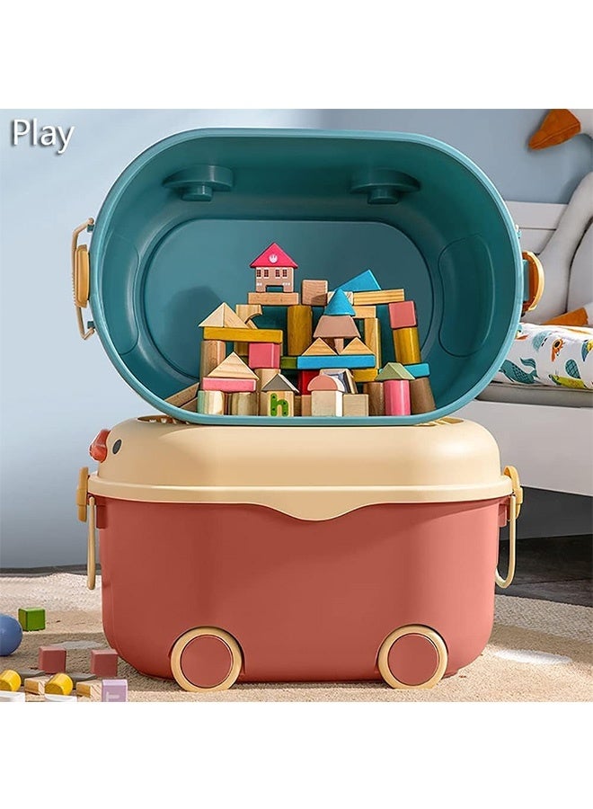 JCB CHIC Children's Toy Storage Box Stackable Toy Organizer with Wheels and Handle,Large Kids Toy Chest,Animal Toy Storage Organizer/Bin/Box/Basket/Trunk for Toddler  - Image 3