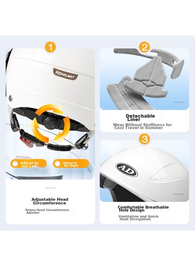 Ad New National Standard Electric Bicycle Helmet, 3c Certified, Motorcycle And Electric Scooter Half Helmet, Summer Sun Protection, Lightweight Safety Helmet, All-season Universal, A2 Snow White, Uni Style - Image 5