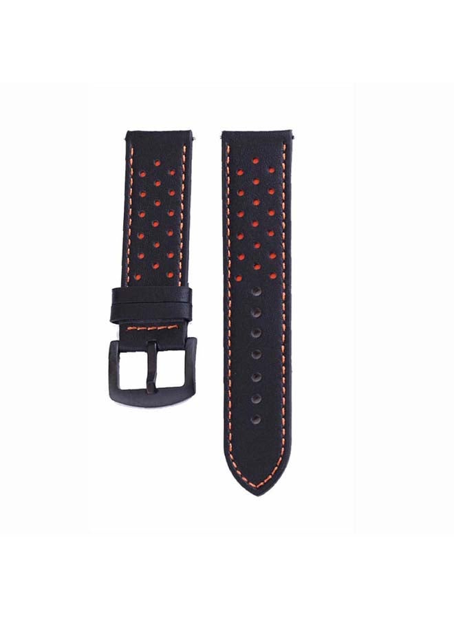 Perfii Dot Genuine Leather Replacement Band for Samsung Galaxy Watch3 45mm Black - Image 2