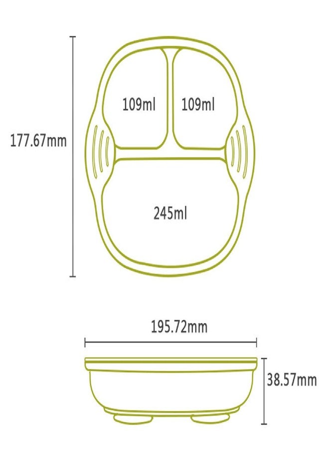KRIVETY Baby Suction Plates Soft Silicone Unbreakable Self Feeding Divided 4 Strong Cups Dishwasher Microwave Oven Safe BPA Free Weaning Plate Toddler Kids Non-Slip High Chairs Tray and Table (Green) - Image 2