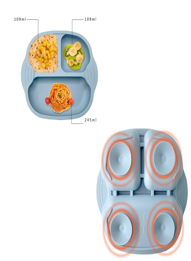 KRIVETY Baby Suction Plates Soft Silicone Unbreakable Self Feeding Divided 4 Strong Cups Dishwasher Microwave Oven Safe BPA Free Weaning Plate Toddler Kids Non-Slip High Chairs Tray and Table (Green) - Image 3