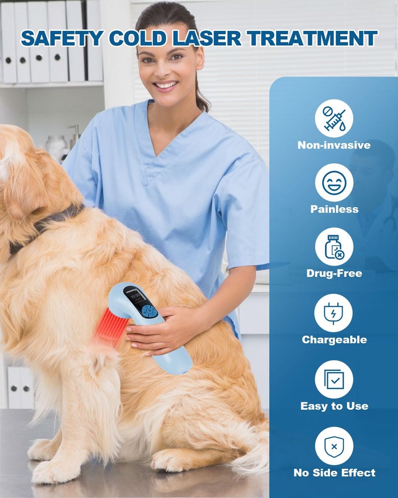 BETISBE LLLT Cold Laser Therapy Device with Protective Magnetic Cover, 5 * 808nm & 10 * 650nm Human/Vet Handheld Infrared Red Light Therapy, Pet Dogs Treatment Device for Muscle Pain Relief & Improve Healing - Image 5