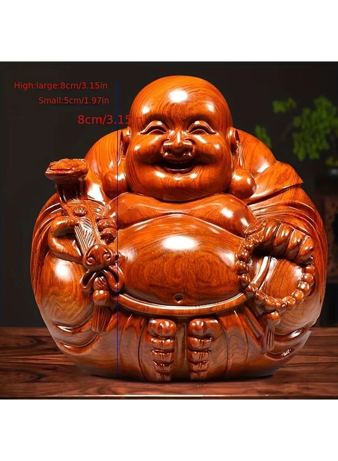 تمثال بوذا كبير مصنوع يدويًا من خشب الورد تصميم فريد للفم المبتكر ديكور المنزل والسيارة - Image 3