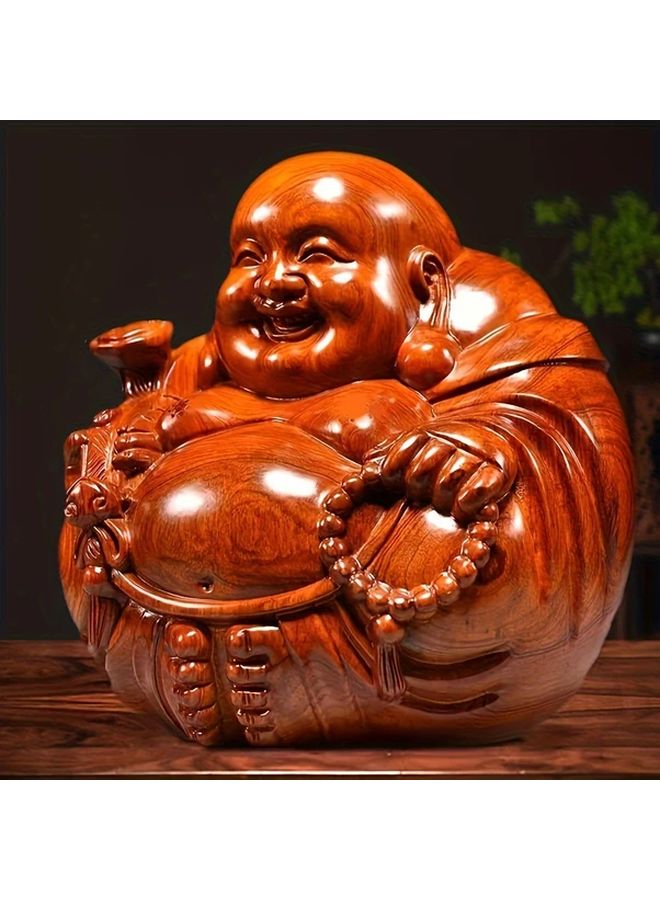 تمثال بوذا كبير مصنوع يدويًا من خشب الورد تصميم فريد للفم المبتكر ديكور المنزل والسيارة - Image 5