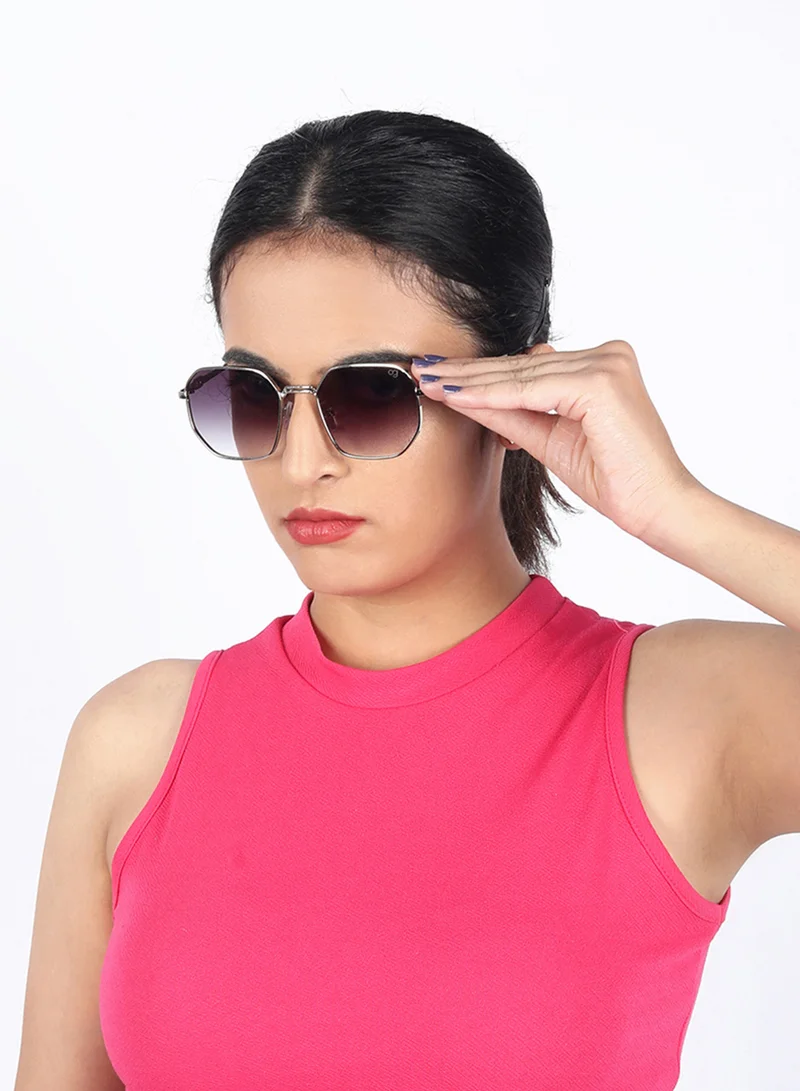 ووجلز نظارة شمسية سداسية فضية بحماية من الأشعة فوق البنفسجية