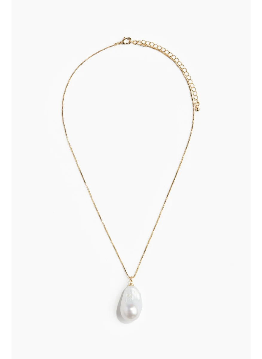 H&M Gold-Plated Pearl Pendant Necklace