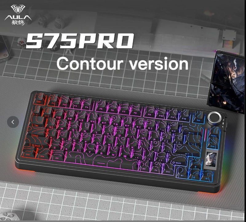 أولا لوحة مفاتيح AULA S75 Pro Contour three-mode - أسود مطفي - Image 1