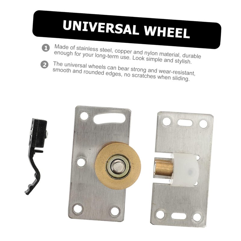 Garneck 2pcs Stainless Steel Furniture Caster Wheels 50mm for Sliding Door Wardrobe Cabinet - Image 4
