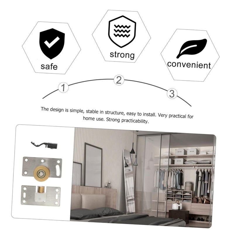 Garneck 2pcs Stainless Steel Furniture Caster Wheels 50mm for Sliding Door Wardrobe Cabinet - Image 5