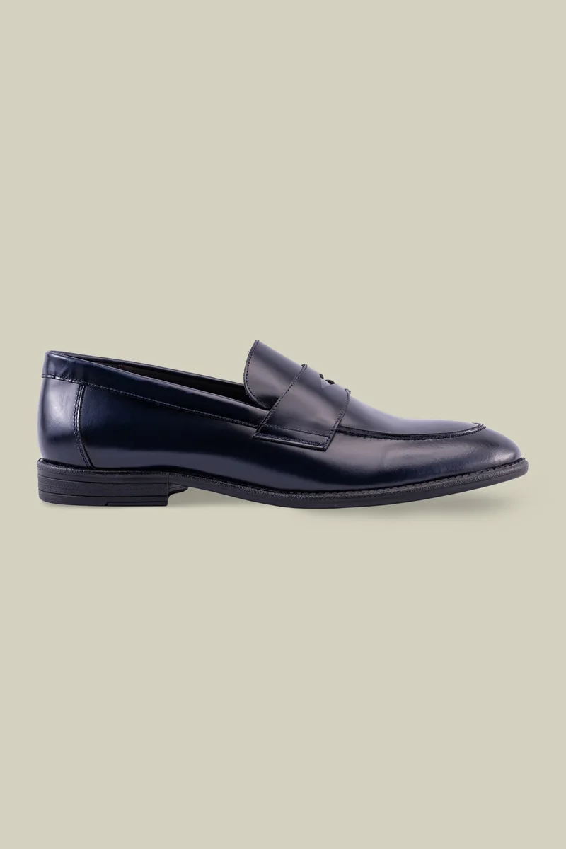 دوبل غانغر Classic loafers in 100% abrasive leather - DK Blue