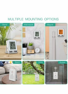 Excefore Indoor Outdoor Thermometer, Wireless Hygrometer Monitor, Digital Thermometer with Remote Sensor, Orange Backlight, Tabletop, Magnetic and Wall-Mounted Design for Home, Greenhouses, Baby Room  - Image 4