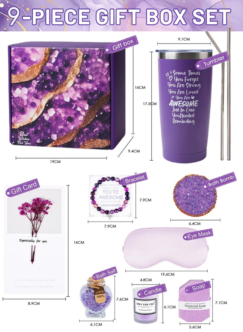 Arabest Gifts for her,Lavender Luxury Car Cup Set with 3-in-1 Accessories, Crystal Bath Bomb, Gemstone Soap, Soy Candle + Amethyst Bracelet - Perfect Saudi Mothers Day Gift Basket - Image 2