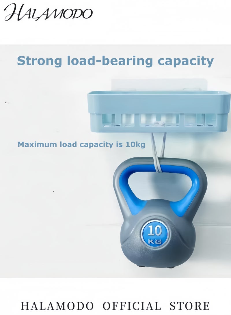 هالامودو رف تخزين حمام مثبت على الحائط بدون حفر منظم دش مع حامل صابون رف للشامبو واللوازم الأخرى متين ويوفر المساحة - Image 5