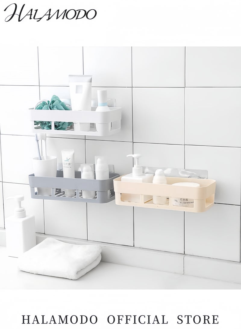 هالامودو رف تخزين حمام مثبت على الحائط بدون حفر منظم دش مع حامل صابون رف للشامبو واللوازم الأخرى متين ويوفر المساحة - Image 2