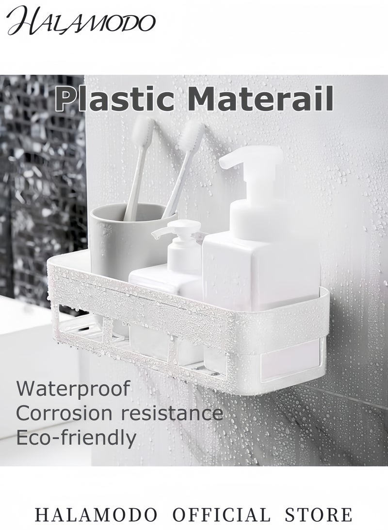 هالامودو رف تخزين حمام مثبت على الحائط بدون حفر منظم دش مع حامل صابون رف للشامبو واللوازم الأخرى متين ويوفر المساحة - Image 4