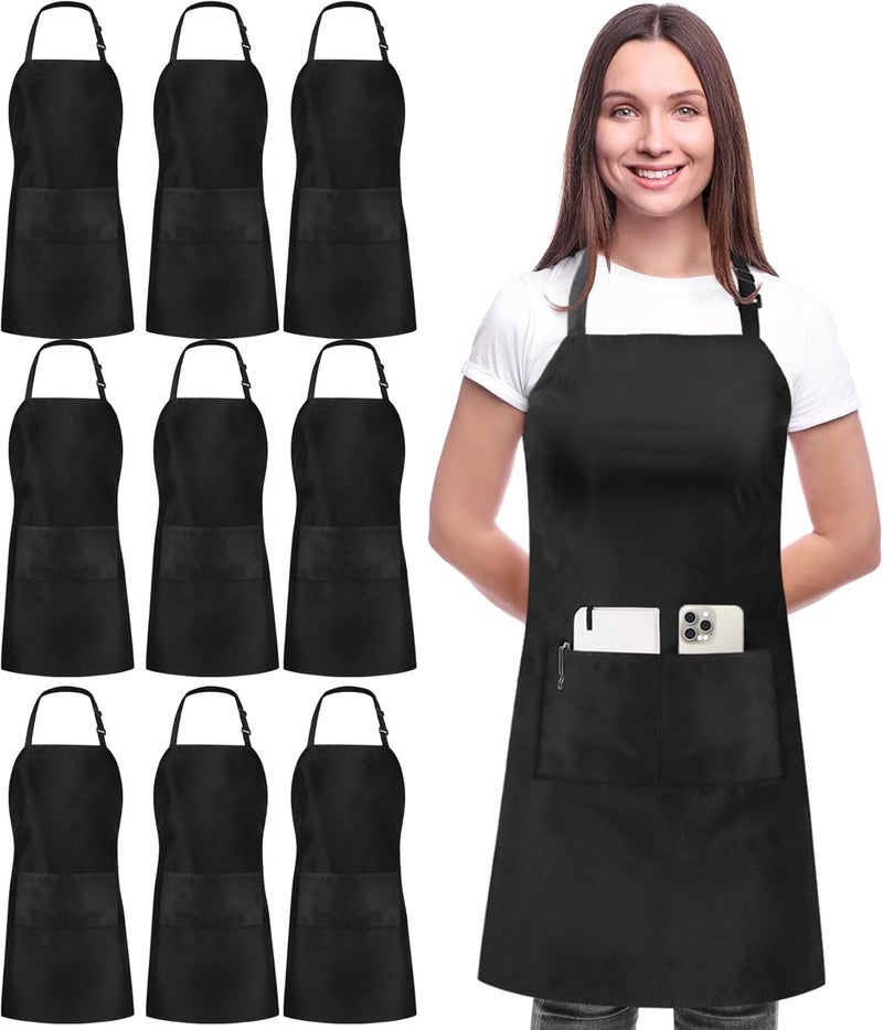 Utopia Kitchen 10 Pack Bib Apron Adjustable with 2 Pockets, Water and Oil Resistant, Cooking Kitchen Chef Apron for Women Men - Image 1