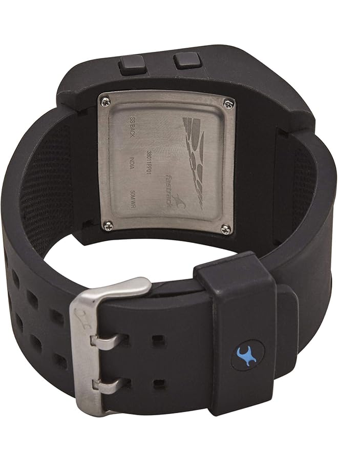 فاستراك 38011Pp01 ساعة رقمية للرجال مقاومة للماء حتى عمق 50 متر بمينا سوداء وسوار من السيليكون باللون الأسود - Image 4