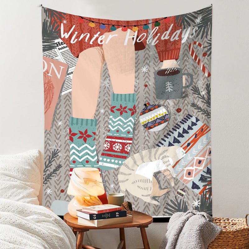 Ins Style Scandinavian Room Layout Christmas Tapestry Background Wall Cloth Christmas Party Bedroom Background Cloth Bedside Hanging Cloth - Image 1