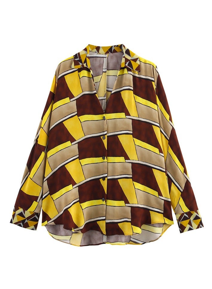 Shougu Fashionable Casual Collar Long Sleeved Printed Shirt And Pants  - Image 2