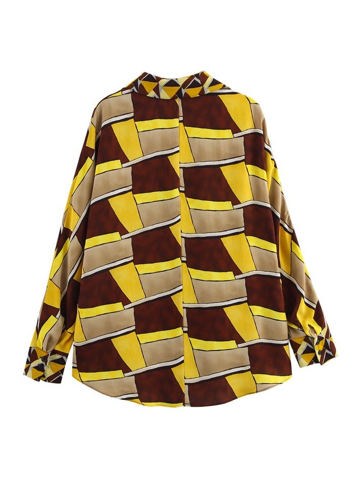 Shougu Fashionable Casual Collar Long Sleeved Printed Shirt And Pants  - Image 3