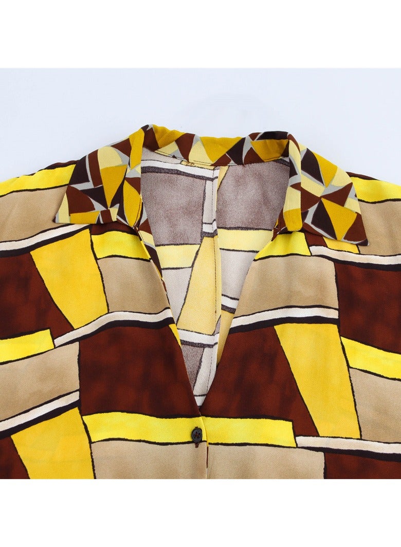 Shougu Fashionable Casual Collar Long Sleeved Printed Shirt And Pants  - Image 5