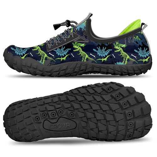 CROVA Builtin Heel Grips Water Shoes for Kids Girls Boys Hiking Shoes Wide Barefoot Swim Beach Pools Aqua Socks SlipOn Quick Dry Lightweight for Big Little Kids Toddler - Image 1