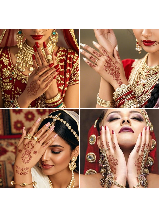 Mehendi Stickers Henna Mehendi stencil Tattoo Sticker for Hands Temporary Waterproof Mehndi Tattoo Body Art for Women & Girls - Image 5
