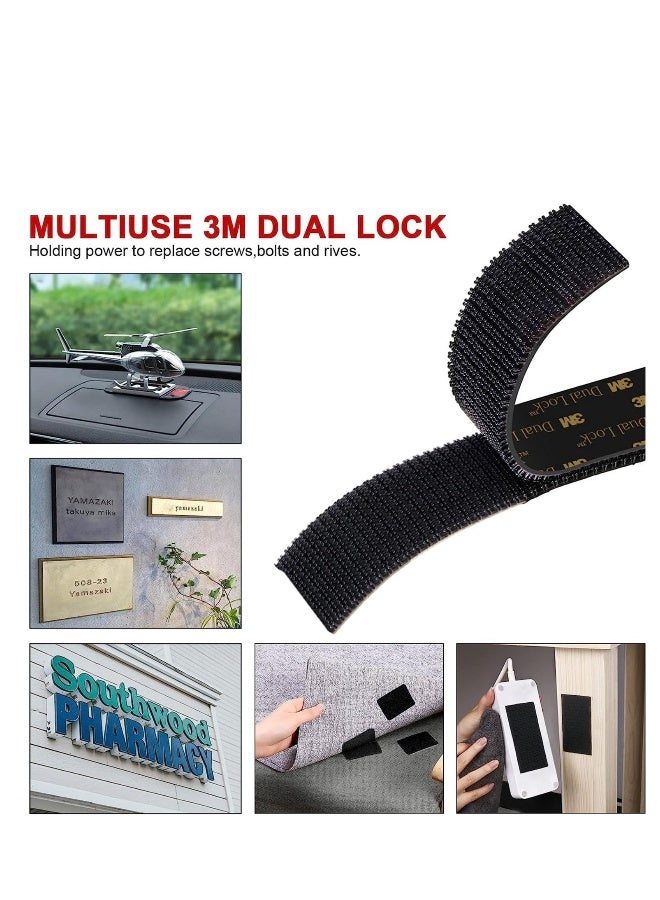Beauenty 3M Dual Lock Reclosable Fasteners Heavy Duty Hook and Loop with Adhesive Black Fastener for Indoor Outdoor Use Car Home Office Supplies - Image 2