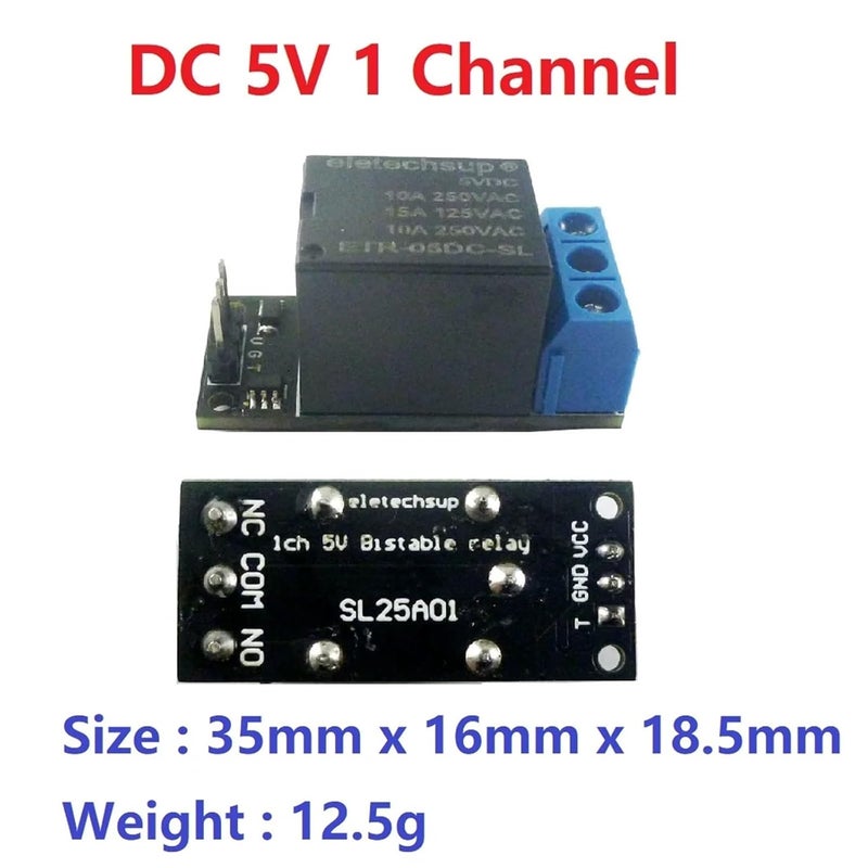 5V 1 Channel Flip Flop Relay Module Bistable Self Locking Trigger Switch PLC Board - Image 2
