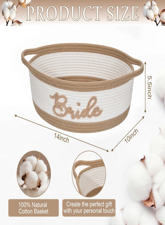 Colingmill Wedding Basket for Gift Empty, Medium Woven Cotton Rope Gift Basket for Bride Groom, 14 x 10 x 5.5'' Storage Box for Bridal Shower Engagement Newlyweds(Brown Bride - Image 2