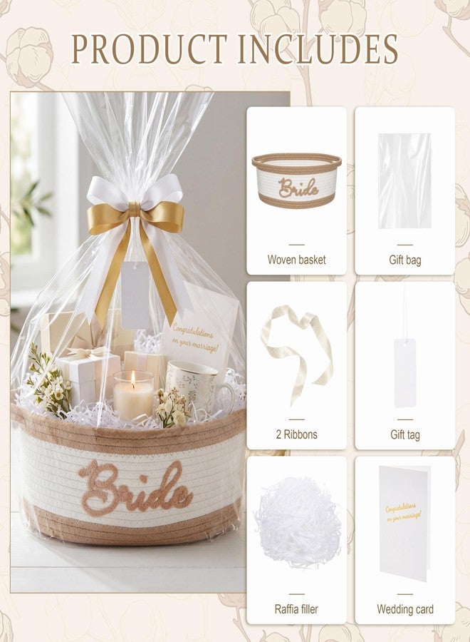 Colingmill Wedding Basket for Gift Empty, Medium Woven Cotton Rope Gift Basket for Bride Groom, 14 x 10 x 5.5'' Storage Box for Bridal Shower Engagement Newlyweds(Brown Bride - Image 3