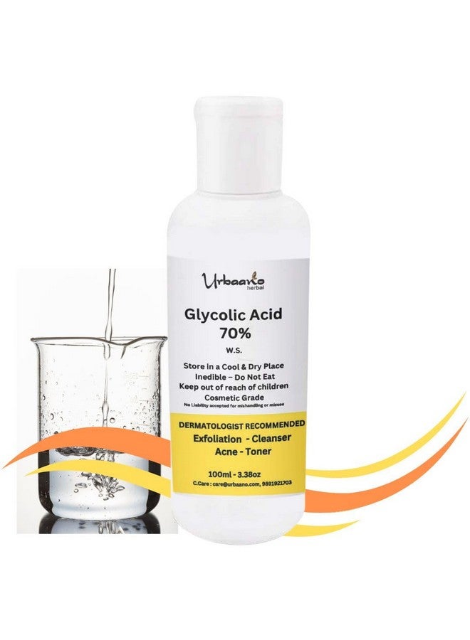 Urbaano Herbal Glycolic Acid 70%, Liquid for Cleansers, Toner, Creams, Masks Making & DIY Personal Care for Face, Haircare, Skincare & Body - Image 1