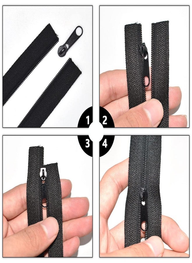 Renashed #3 Nylon Coil Zipper 10 Yards Zipper Roll for Sewing Nylon Coil with 20pcs Black Sliders and 30pcs Zippers Stops for DIY Sewing Tailor Crafts Bages (Black/ 10Yards) - Image 4