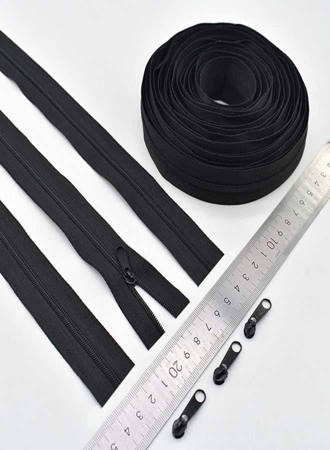Renashed #3 Nylon Coil Zipper 10 Yards Zipper Roll for Sewing Nylon Coil with 20pcs Black Sliders and 30pcs Zippers Stops for DIY Sewing Tailor Crafts Bages (Black/ 10Yards) - Image 5