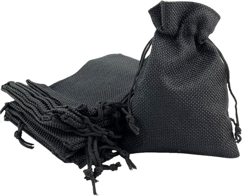 NUBIAA 20Pcs 6x8 inch Burlap Gift Bags with Drawstring Recyclable Linen Sacks Bag for Wedding Favors Party (BLACK) - Image 2